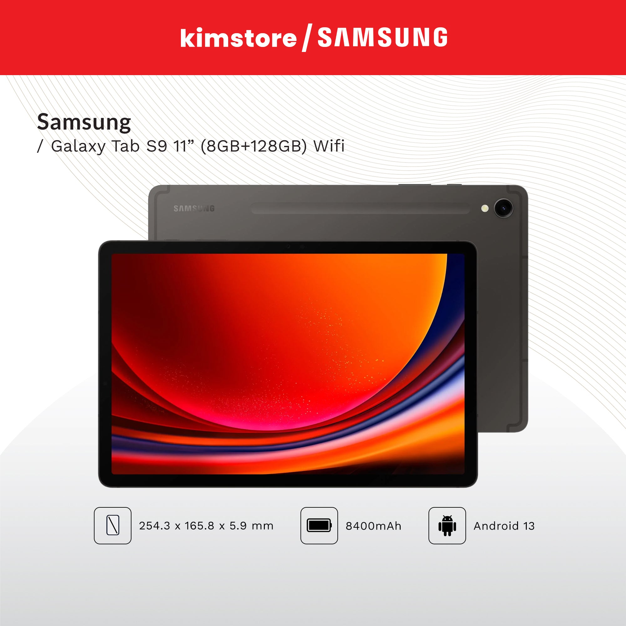 Samsung Galaxy Tab S9 FE Plus 12.4 inch SM-X610 Wifi 128GB  Mint (8GB RAM)- Full tablet specifications