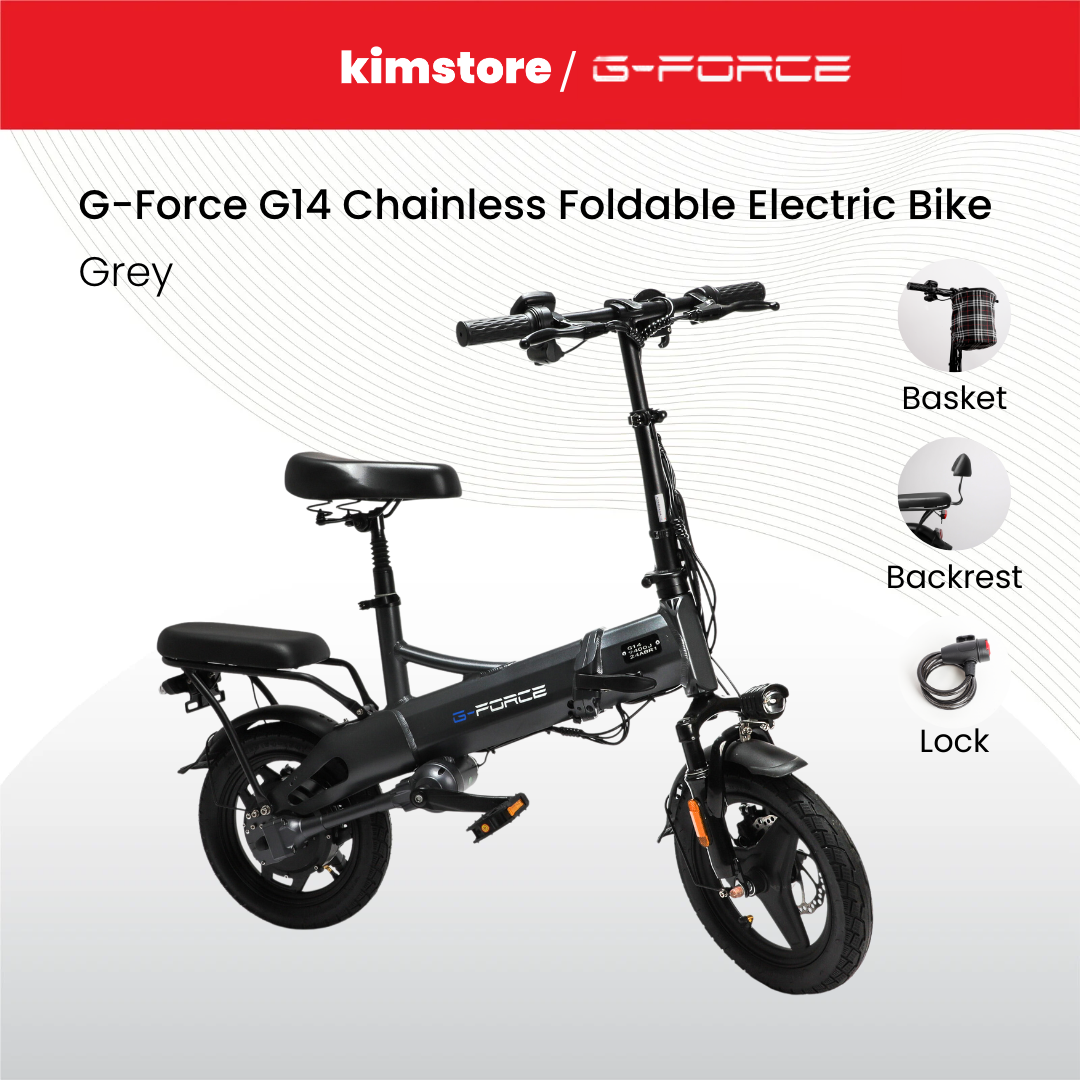 g force electric bicycle Kimstore g force g14 chainless foldable electric bike grey