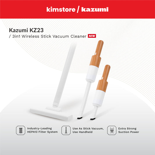 Kazumi KZ23 3in1 Wireless Stick Vacuum Cleaner with Coastal Wood Accent