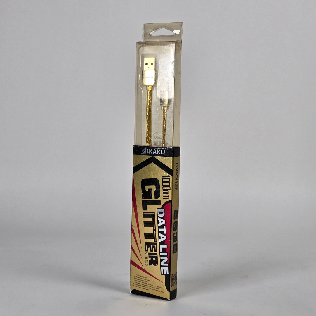 kaku data line glitter series 1000mm micro charging cable gold