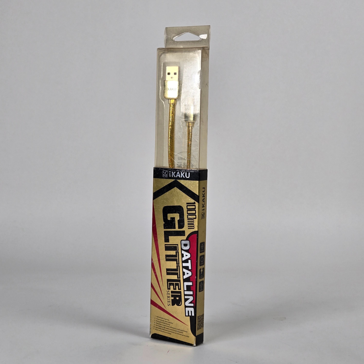 kaku data line glitter series 1000mm micro charging cable gold