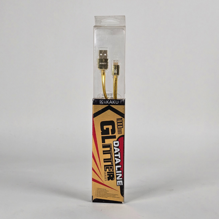 kaku data line glitter series 1000mm lightning charging cable gold