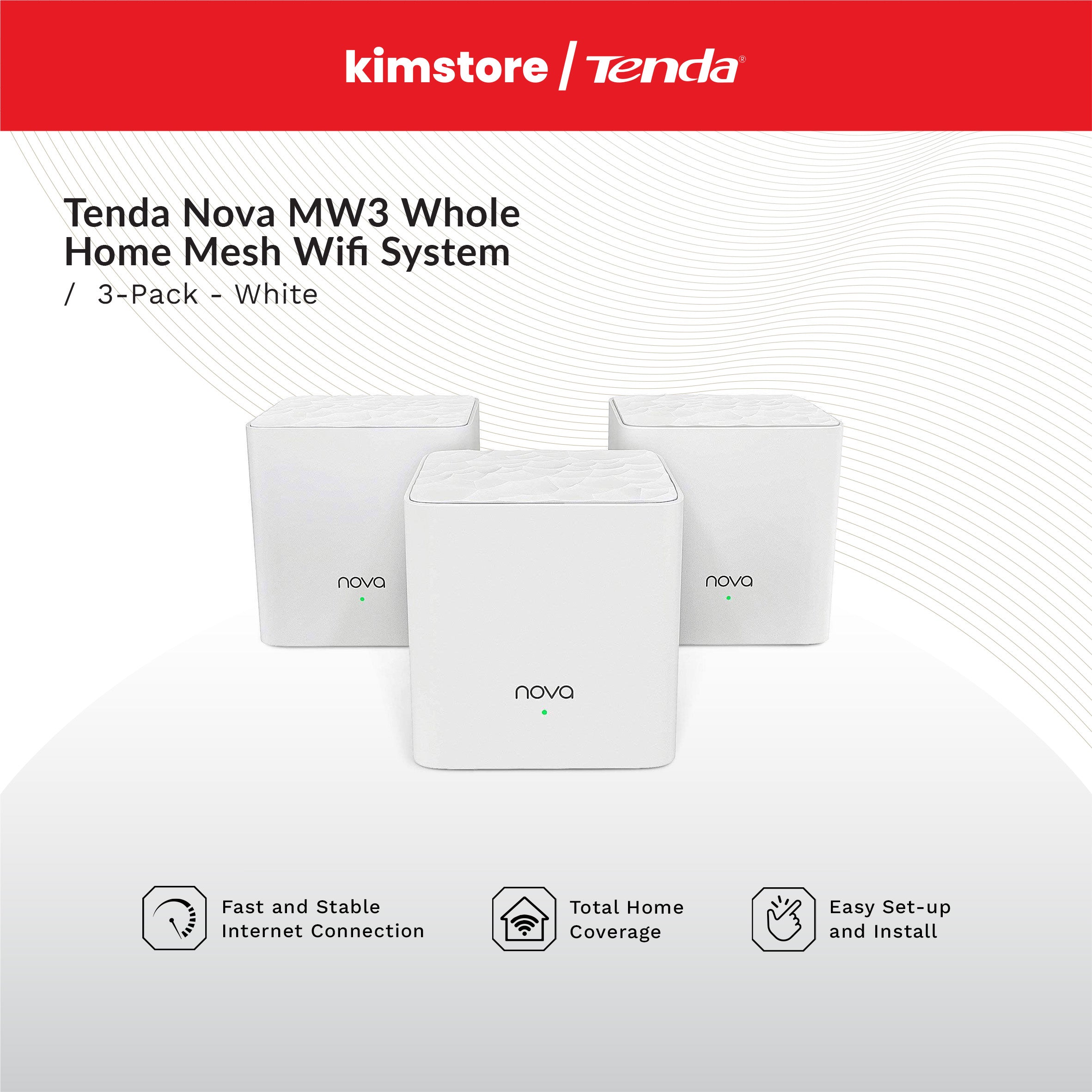 TENDA Nova MW3 Whole Home Mesh WiFi System 3-Pack – KIMSTORE