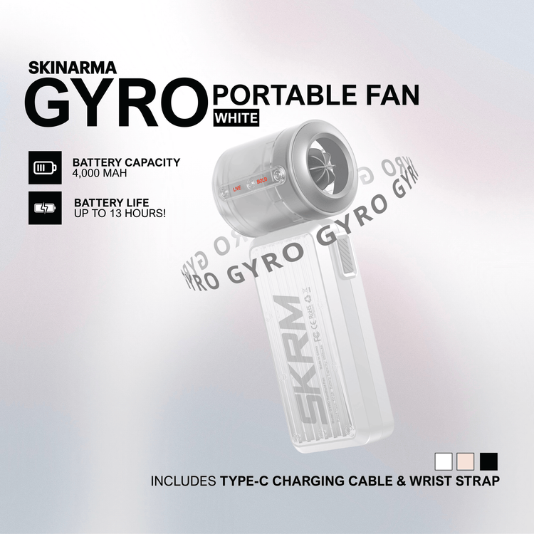 skinarma portable handheld fan 4,000 mah gyro black new