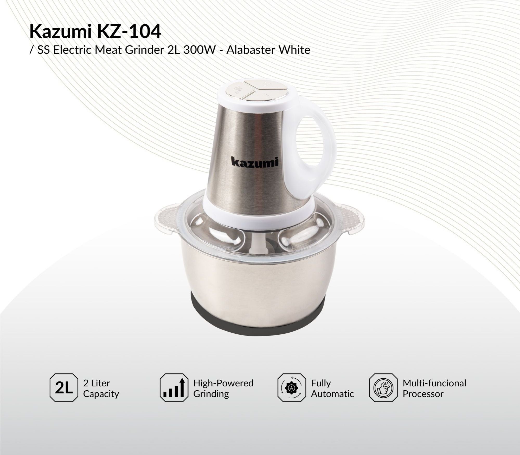 kazumi kz 104 ss electric meat grinder 2l 300w alabaster white