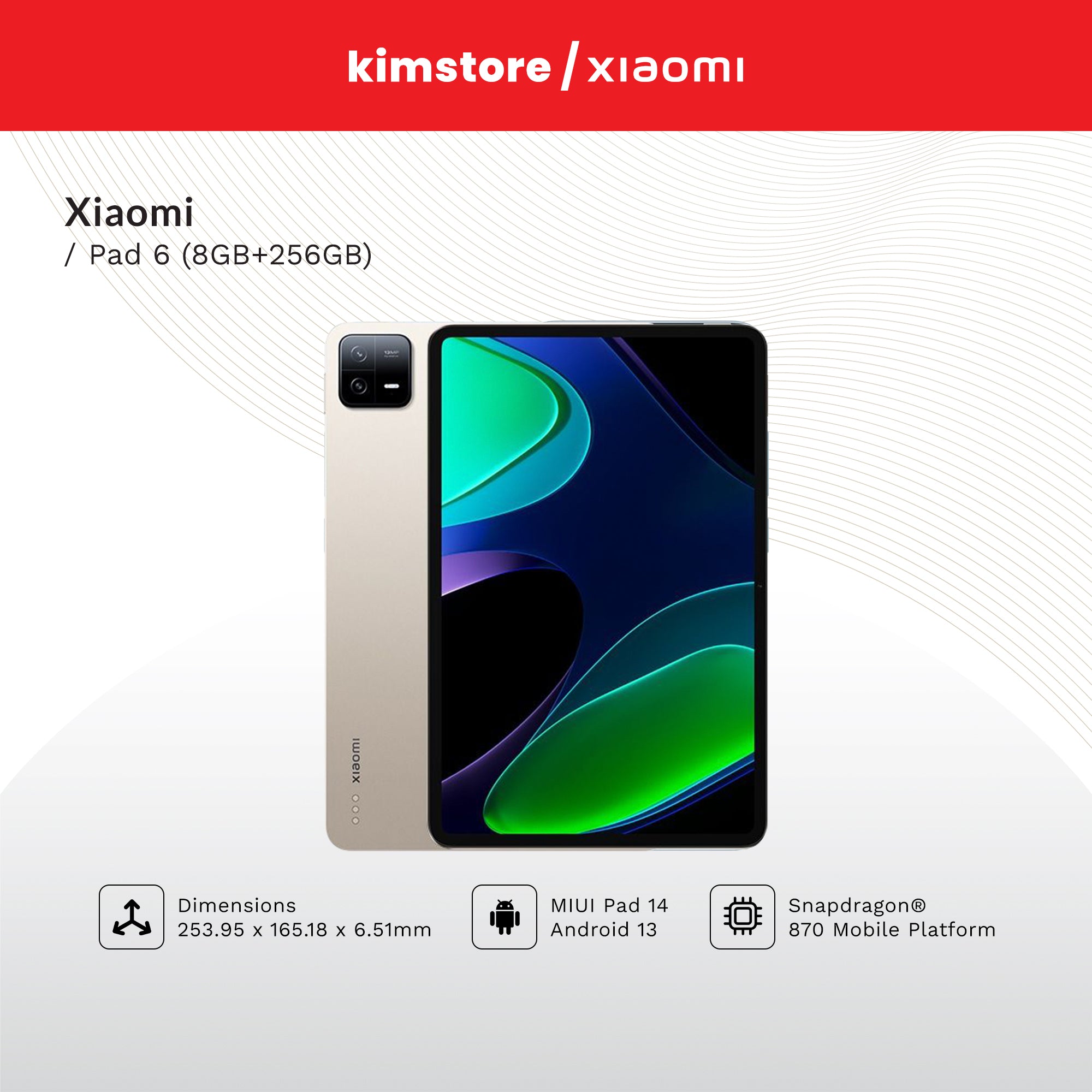 Xiaomi Pad 6 WiFi (8GB RAM 256GB ROM)(Champagne)