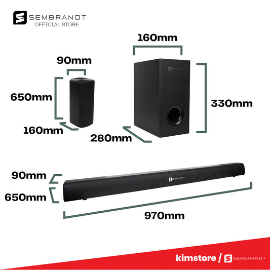 Sembrandt TR-S200 5.1CH Soundbar and Subwoofer with Surround Speakers