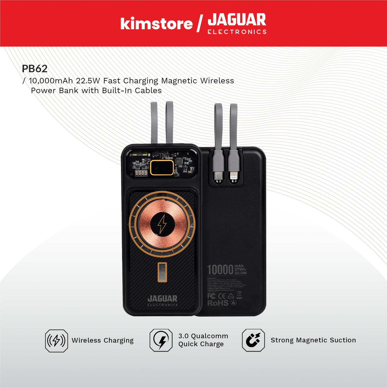 Kimstore jaguar electronics pb62 10000mah fast charging