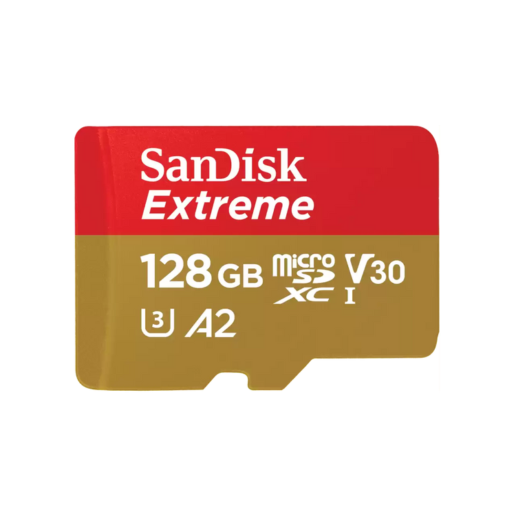 sandisk extreme microsdxc sqxaa 128gb v30 u3 c10 a2 uhs i 190mbs r 90mbs
