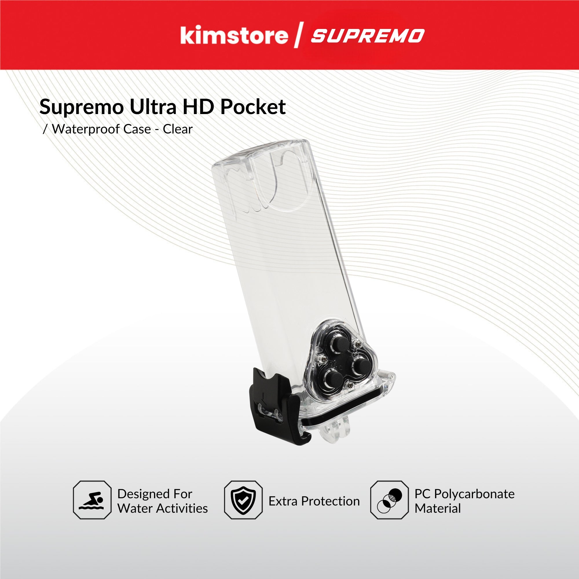 supremo ultra hd pocket waterproof case clear