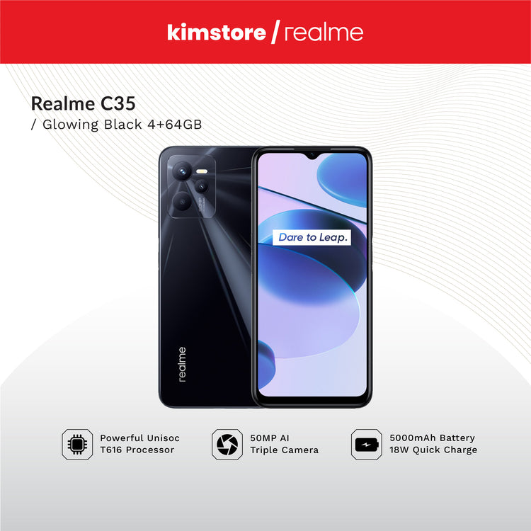 realme c35 4gb64gb glowing black
