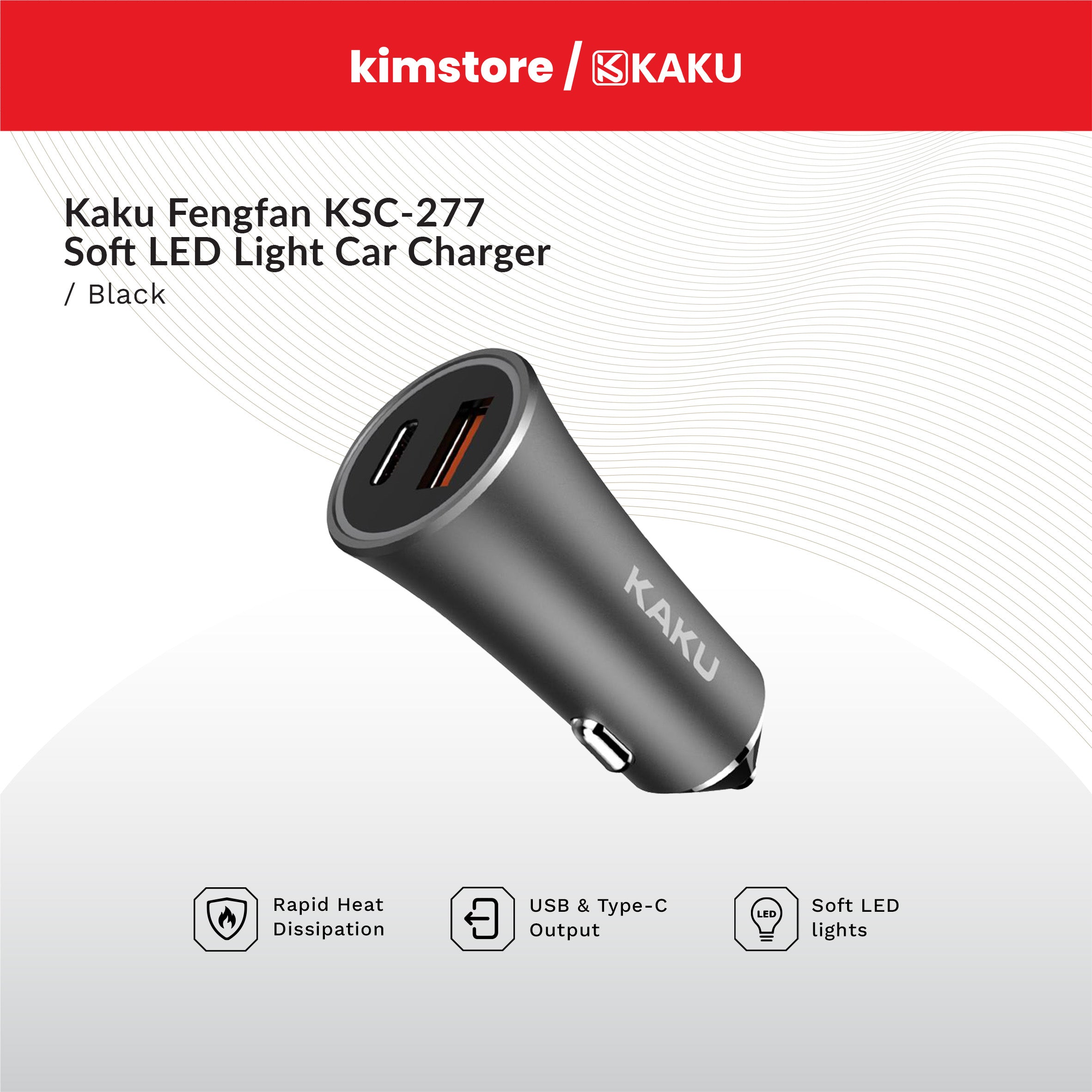 kaku fengfan ksc 277 soft led light car charger black