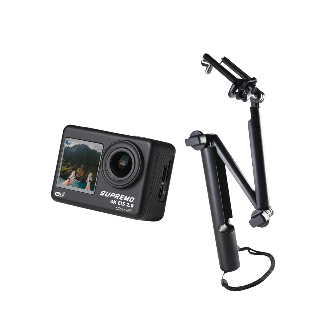 [Bundle] Supremo Ace 4K Dual Display Waterproof Action Camera + Accessories