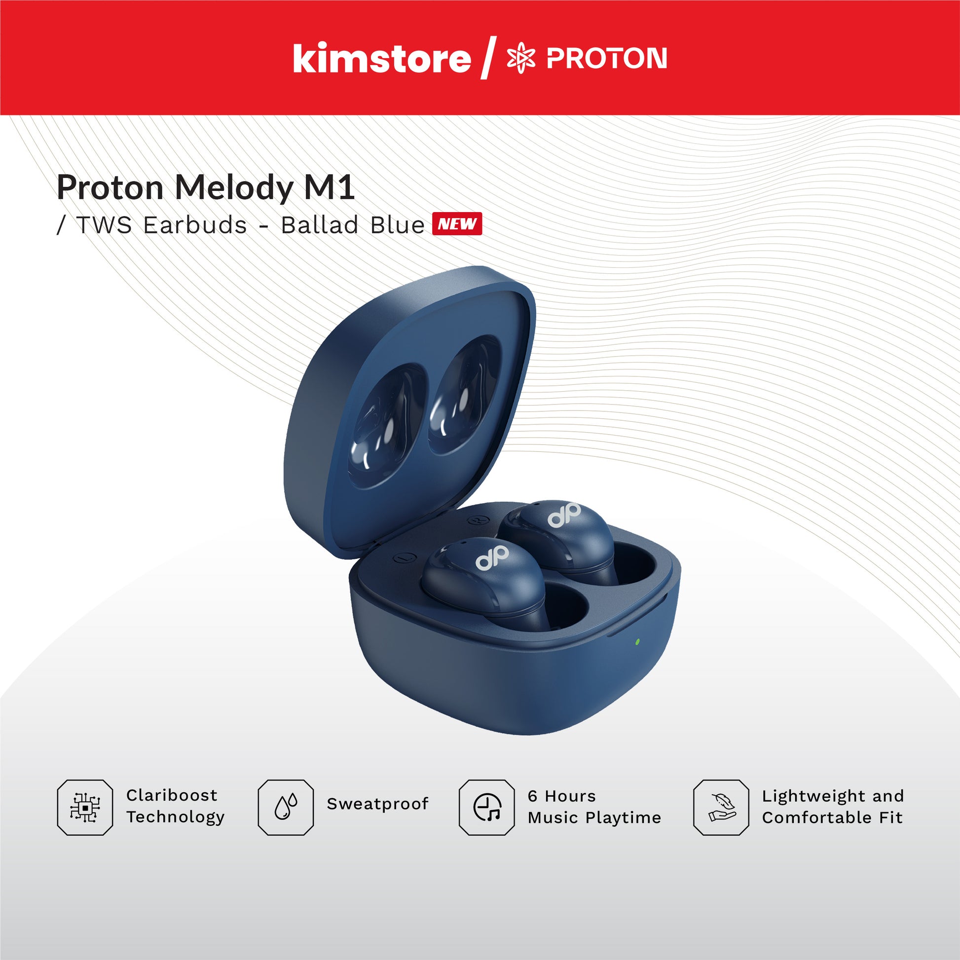 proton melody m1 tws earbuds ballad blue
