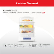 kazumi kz 103 multi functional electric steamer 3 layers 800w white