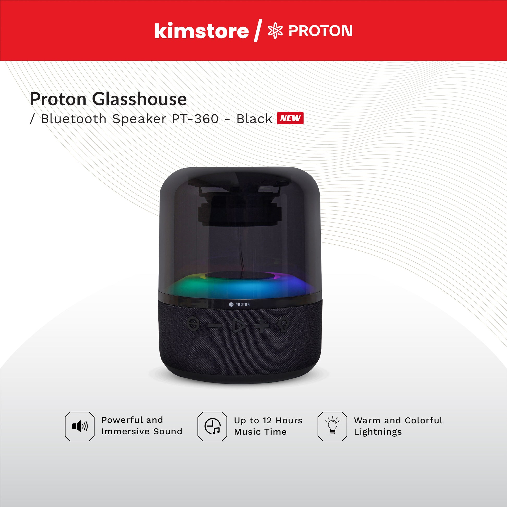 proton glasshouse bluetooth speaker pt 360 black