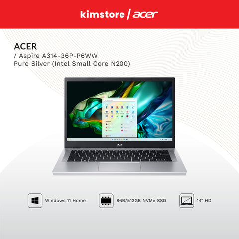 ACER Aspire A314-36P-P6WW Pure Silver (Intel Small Core N200)