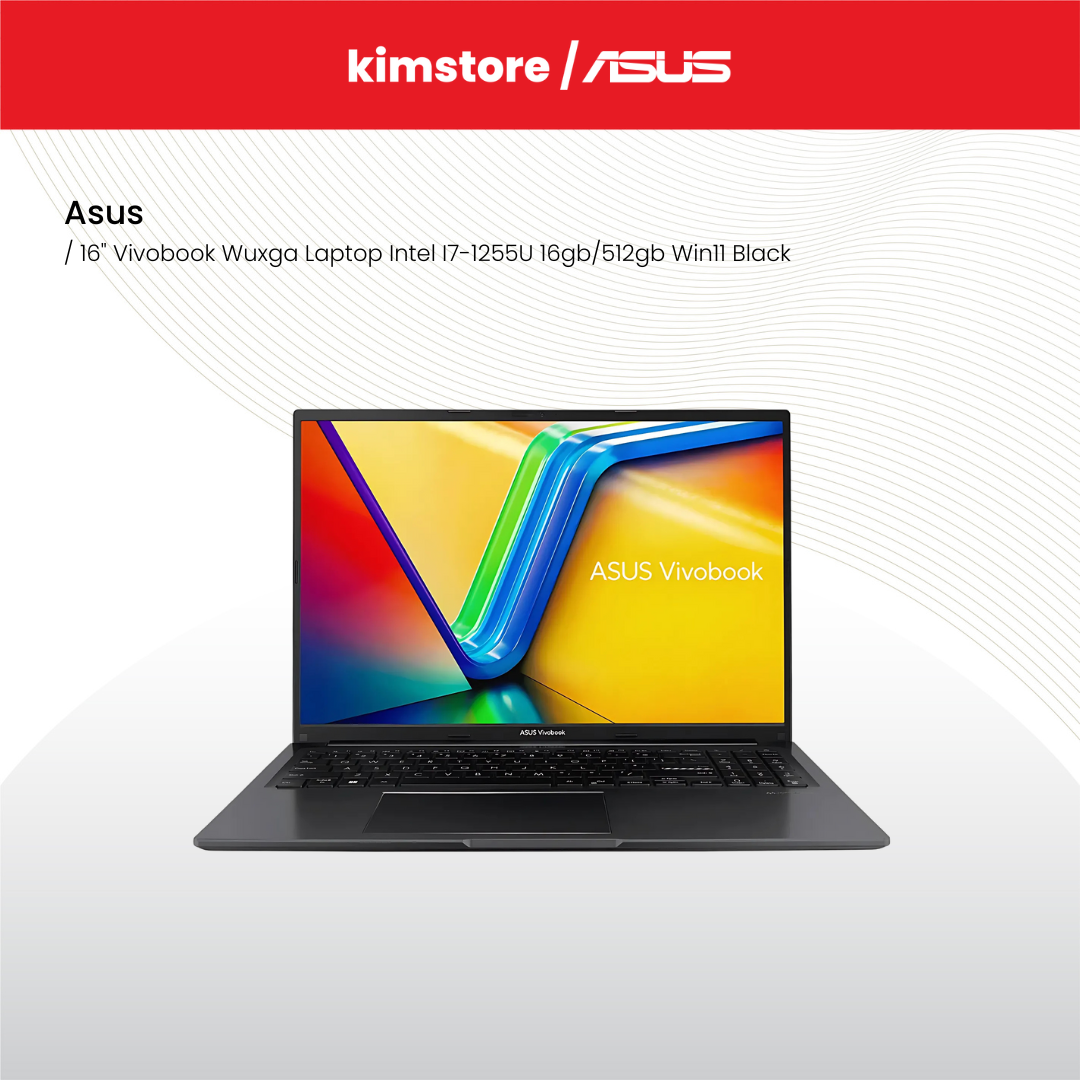 ASUS 16" vivobook Wuxga Laptop Intel I7-1255U 16gb/512gb Win11 Black