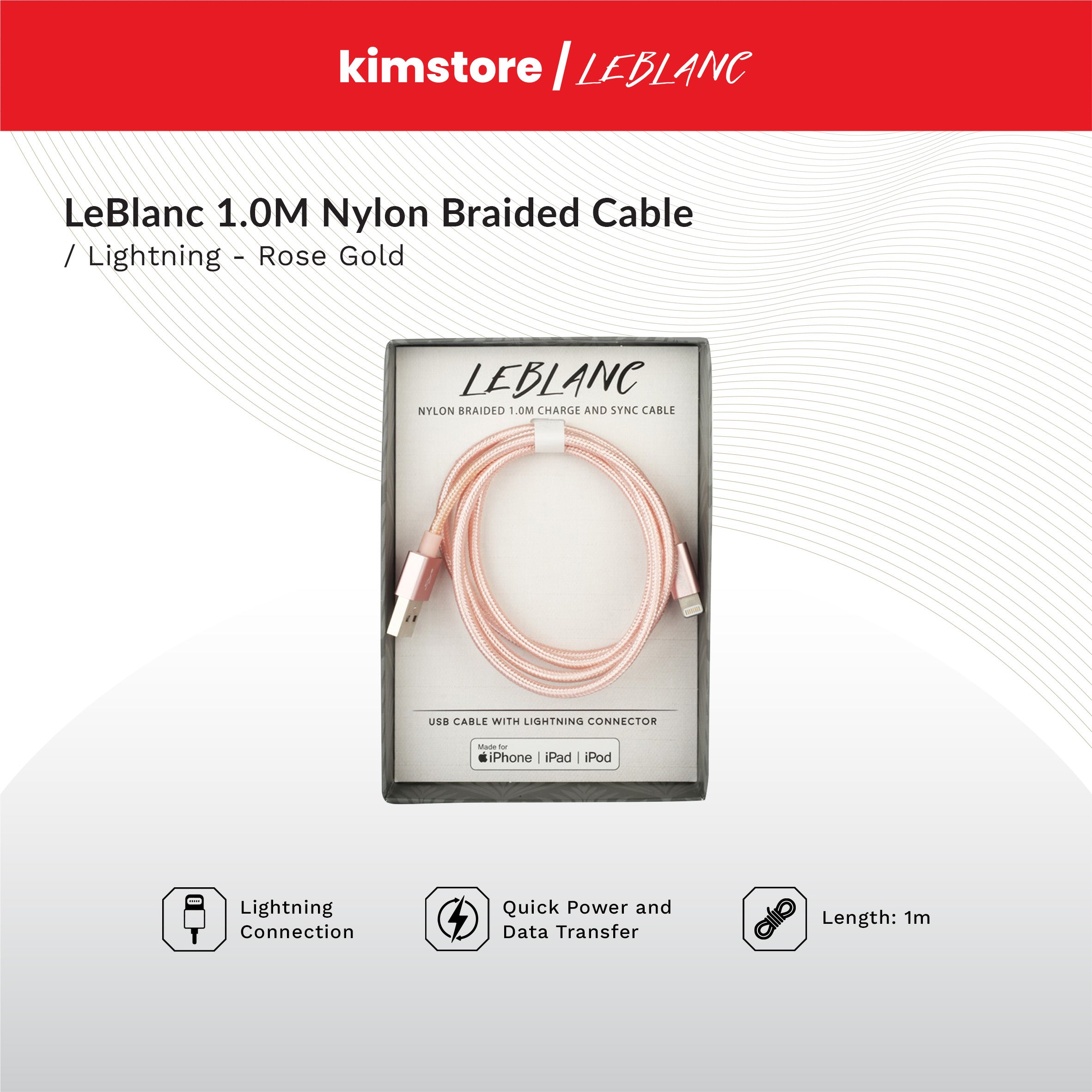 [Open Box] [C] LE BLANC Nylon Braided Cable 1.0m