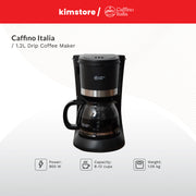 [Open Box] Caffino Italia 1.2L Drip Coffee Maker | Brewed Coffee Machine With Built-In Filter, Anti-Drip And Up To 12 Cups