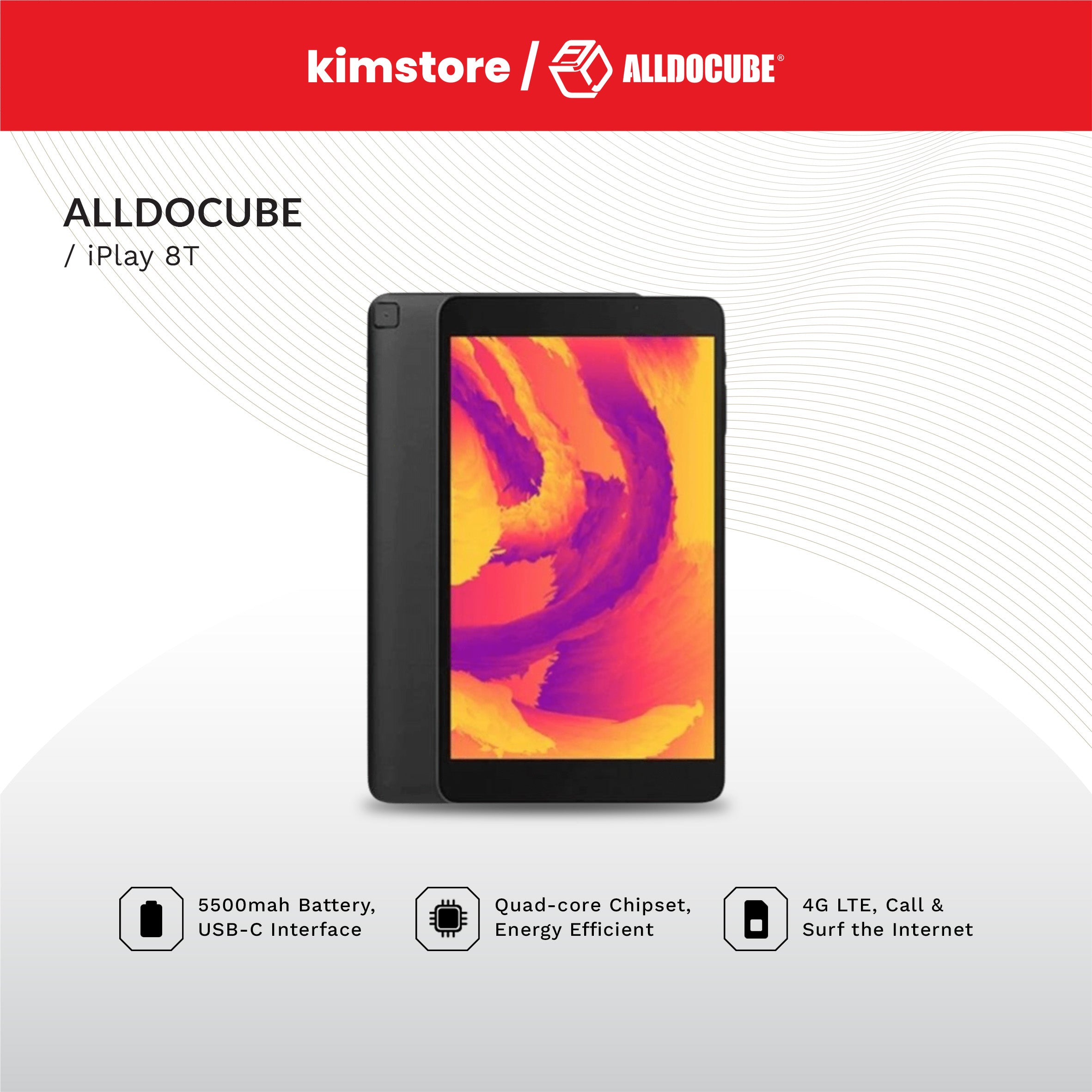 Alldocube iPlay 8T T802 3+32GB Tablet - Black w/ FREE SMART Prepaid Home Wifi LTE ADVANCED
