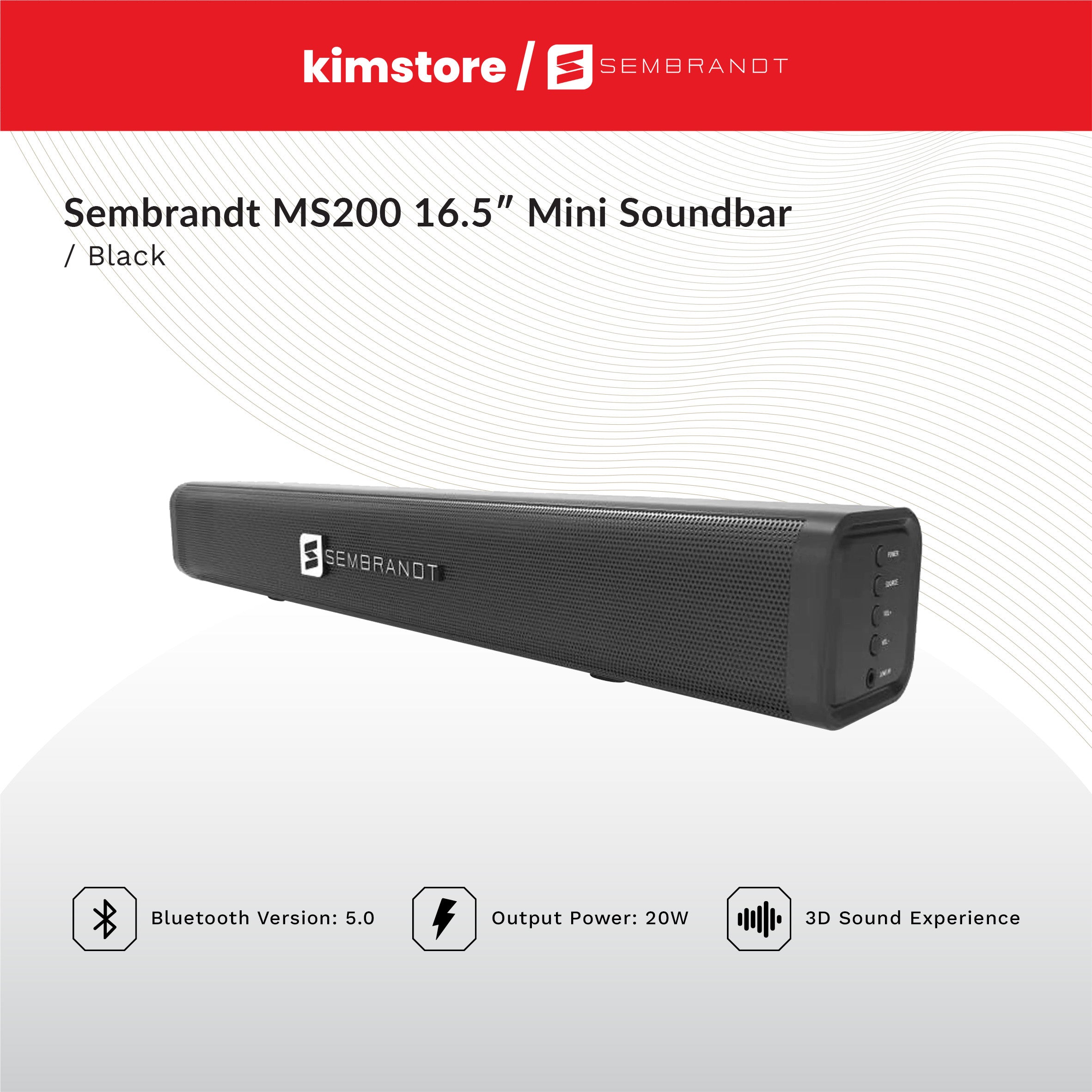 [Open Box] [B] Sembrandt MS200 16.5" Mini Soundbar - Black