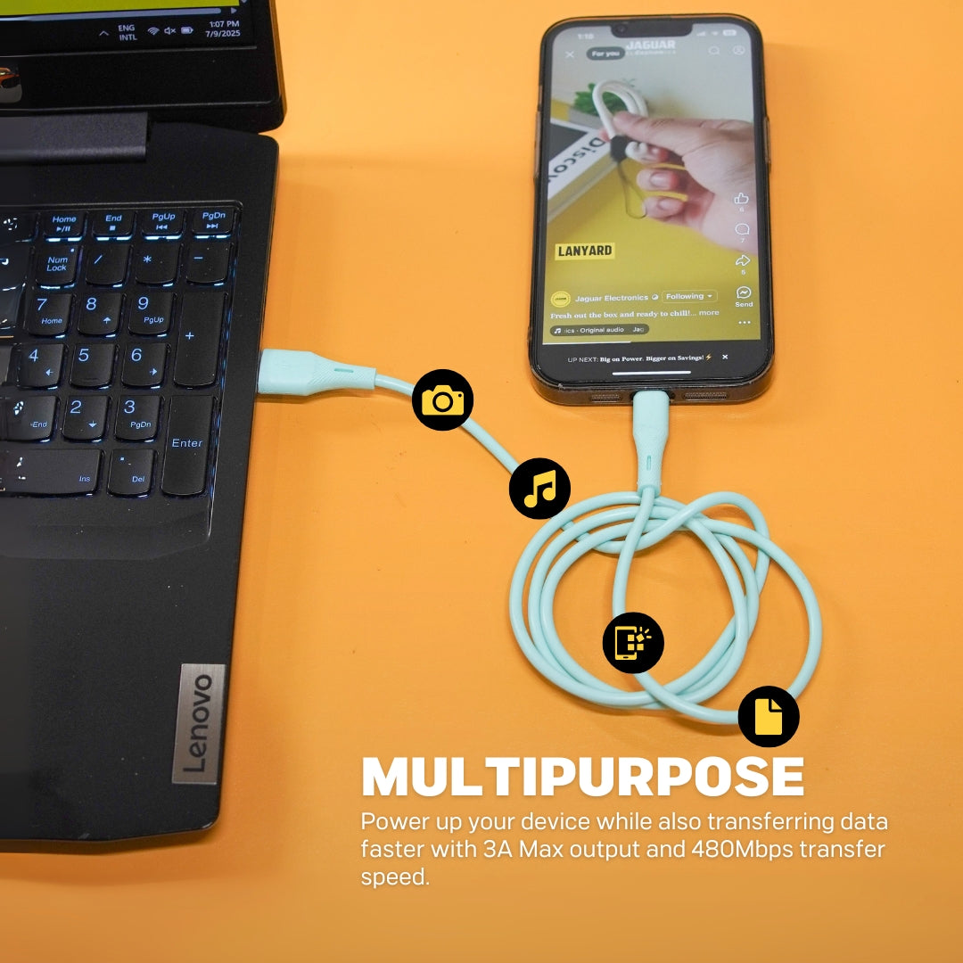 Jaguar Electronics CG30 2.4A 1 Meter Fast Charging Data Silicone Cable