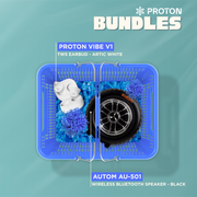 [bundle] autom au 501 wireless bluetooth speaker black + proton vibe v1 tws earbuds arctic white