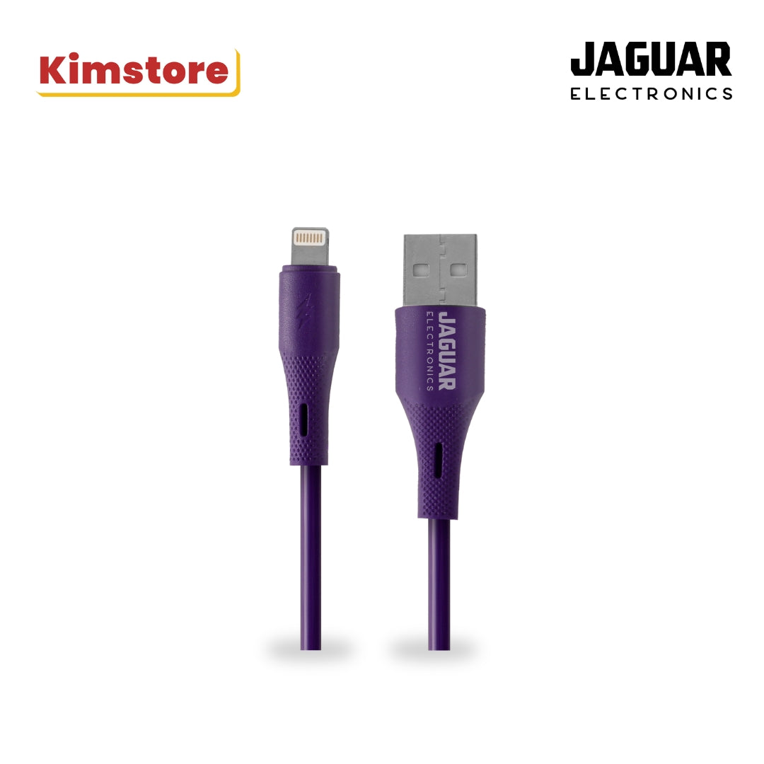 jaguar electronics cg30 2.4a 1 meter fast charging data silicone cable lightning purple