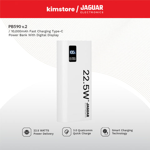 Jaguar Electronics PB590 V2 10000mAh Power Bank Digital Display 22.5W PD/QC 3.0 Fast Charging