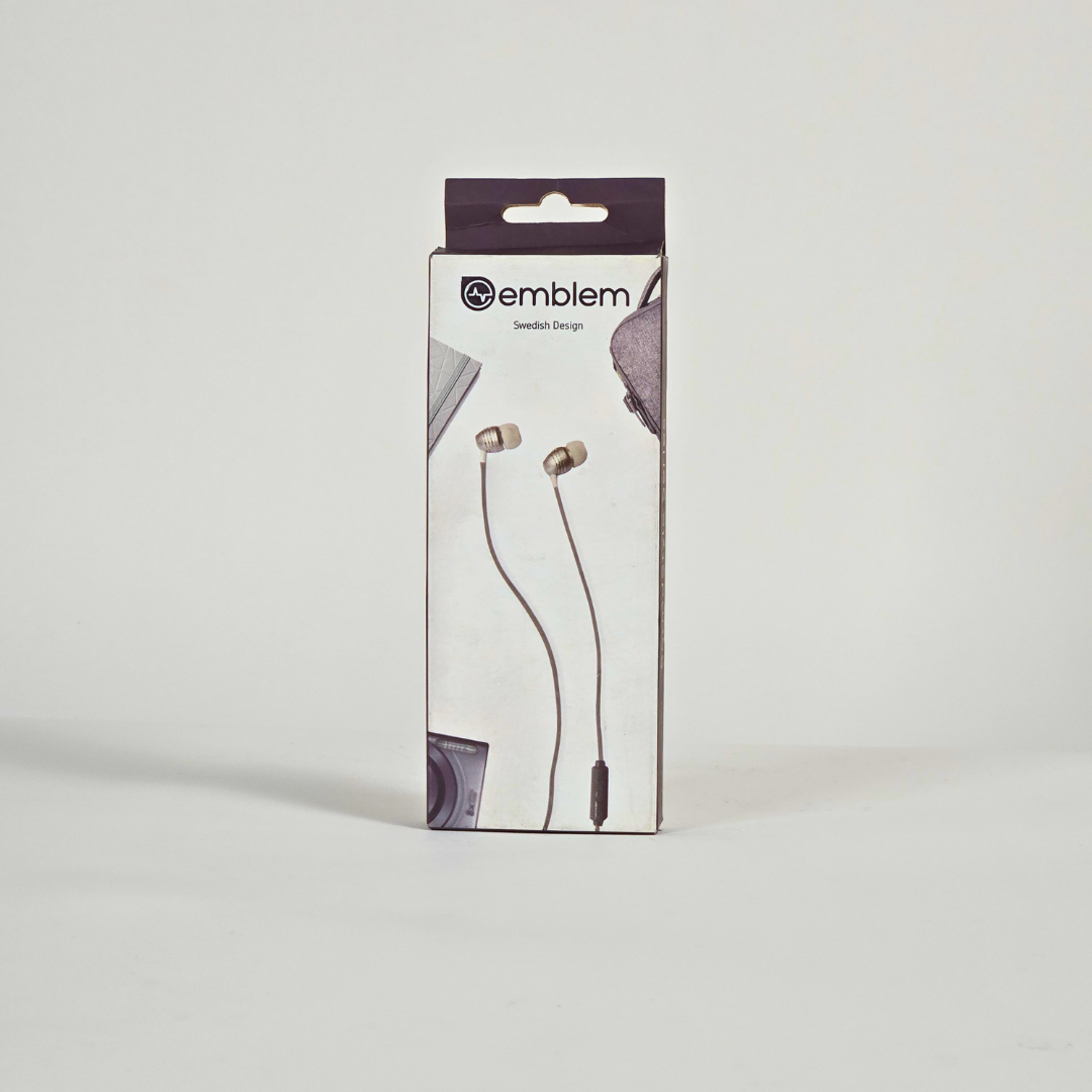 emblem in ear headphones gray 7day wty