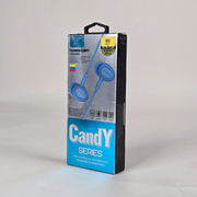 kaku fashion candy series wired control earphones blue