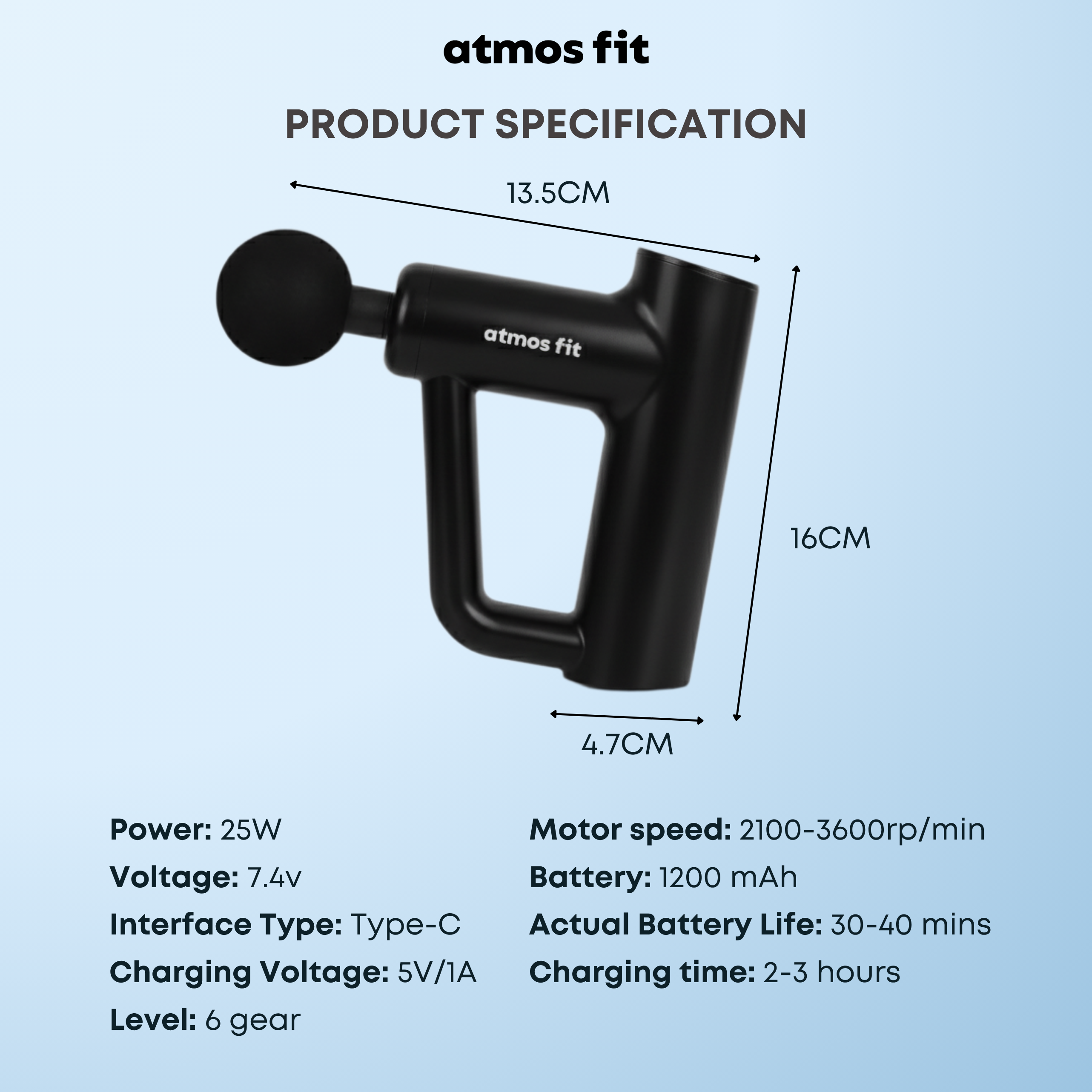 Atmos Fit Physiocare Recharge Deep Tissue Massager Gun