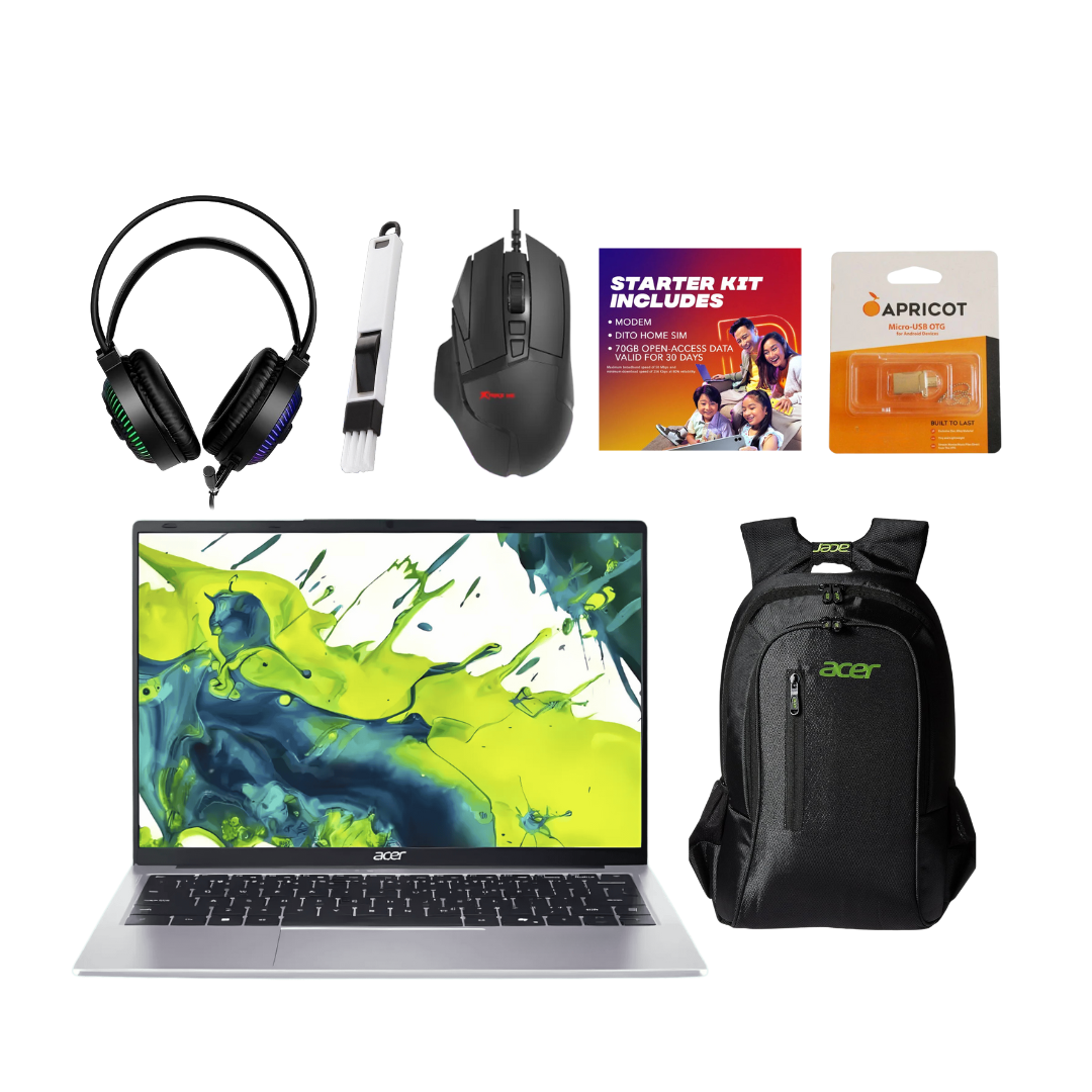 [Bundle] Acer Aspire Lite 14" IPS Intel N150U 8GB/512GB - Light Silver + Laptop Accessories