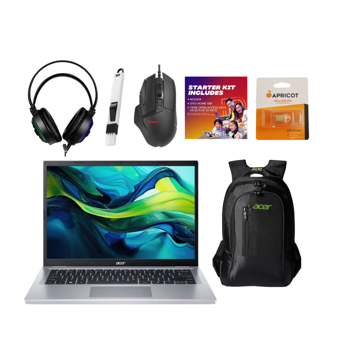 [Bundle] Acer Aspire Lite 14" IPS Intel Core 3 N335 8GB/512GB - Light Silver + Laptop Accessories