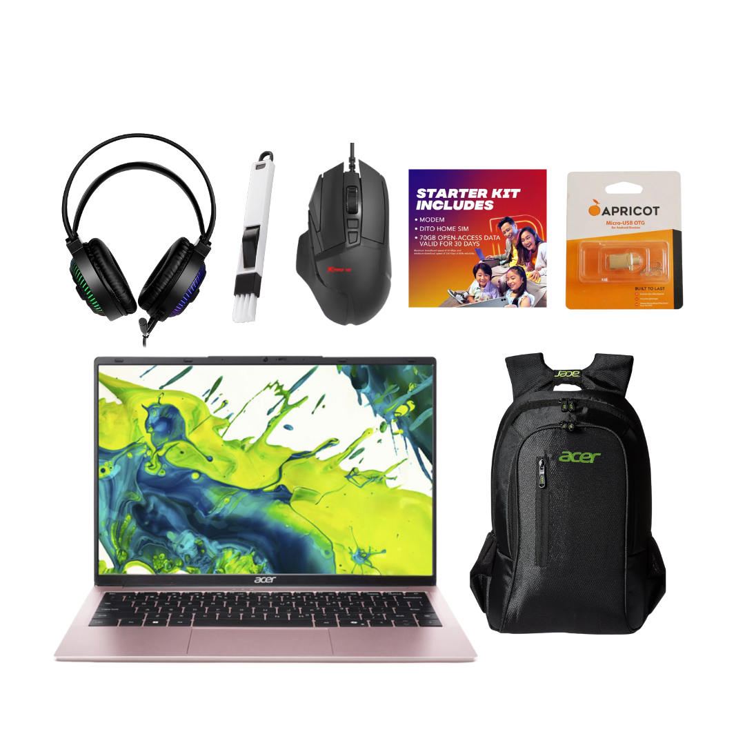 bundle acer aspire lite 14" ips intel core 3 n335 8gb/512gb nude pink + laptop accessories