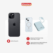 iPhone 15 + Skinarma Case + Jaguar Electronics Powerbank Bundle