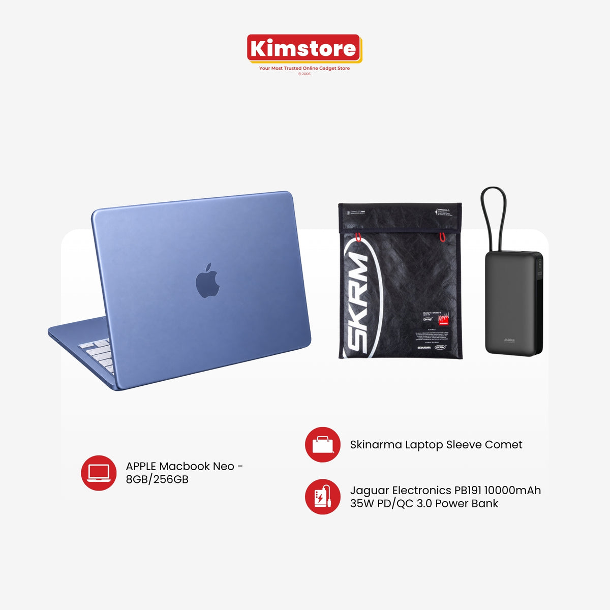 MacBook Neo + Skinarma Case + Jaguar Electronics Powerbank Bundle