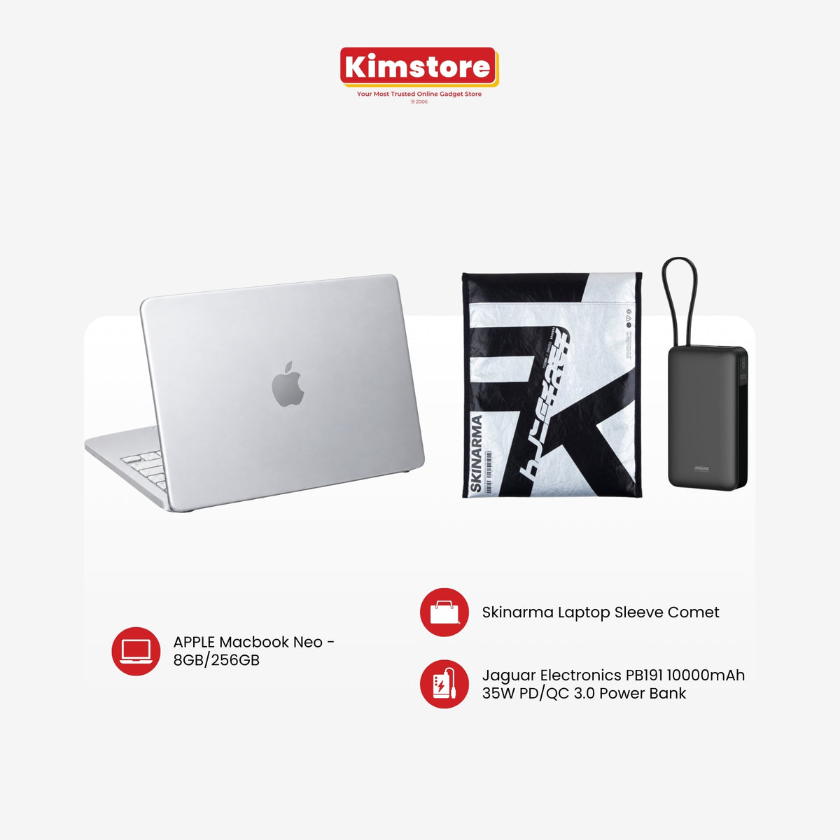 MacBook Neo + Skinarma Case + Jaguar Electronics Powerbank Bundle