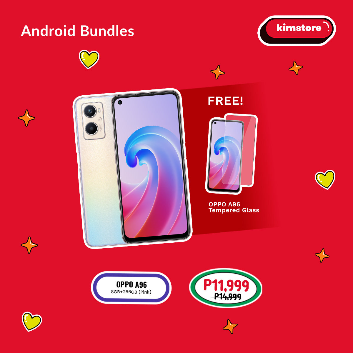 Android Bundle: Oppo A96 (8GB/256GB) + Oppo Tempered Glass A96 (NFS)