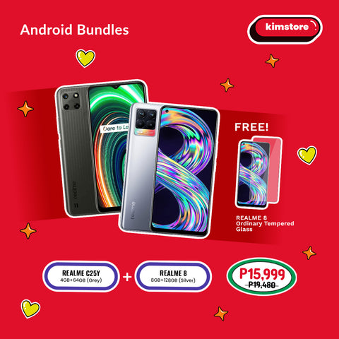 Android Bundle: Realme C25Y (4GB/64GB) + Realme 8 Ordinary Tempered Glass + Realme 8 (8GB/128GB)