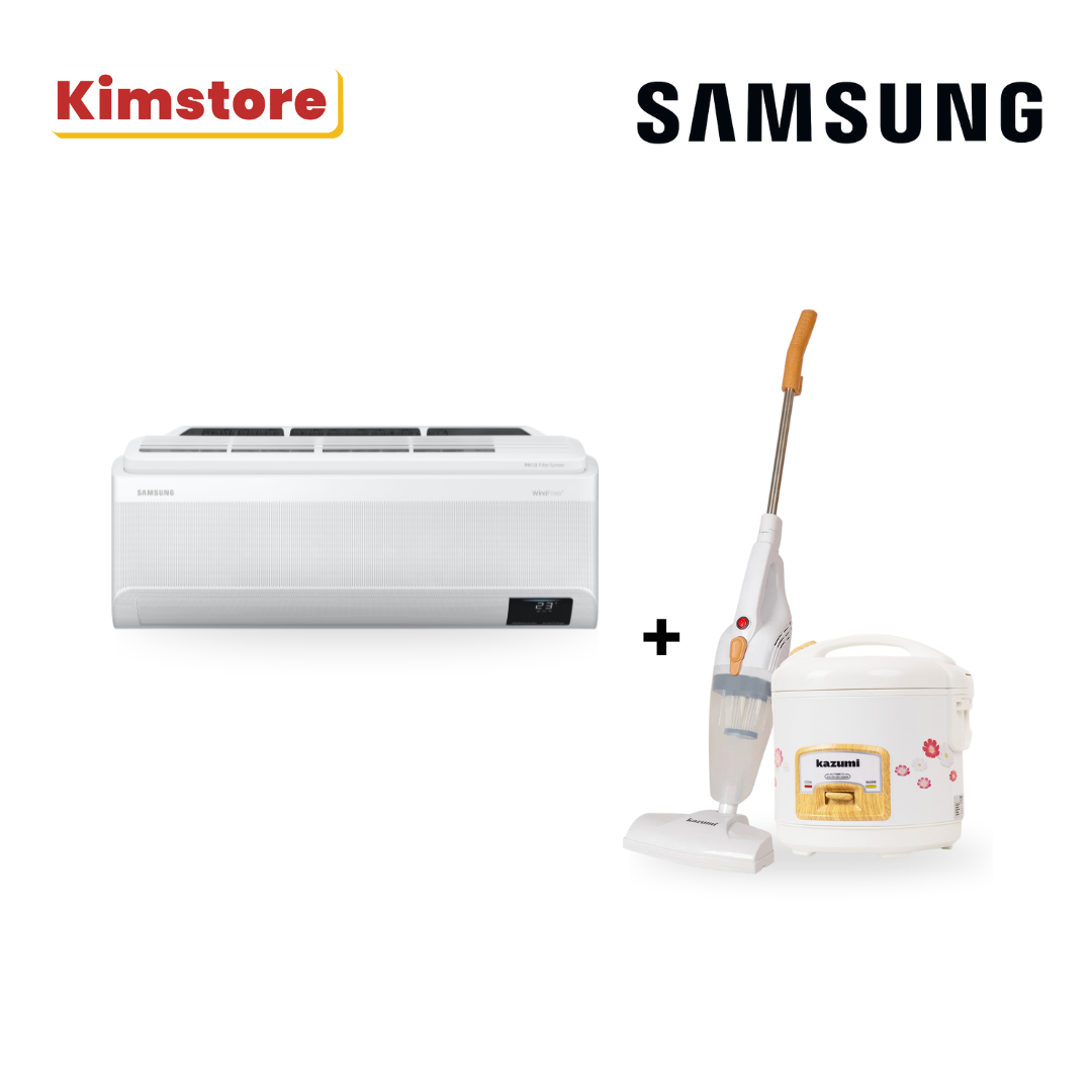 Bundle: Samsung 1.5 HP WindFree™ Air Conditioner Wall-mount -Fast Cooling + Kazumi 1.5L Rice Cooker + Kazumi Vacuum Cleaner
