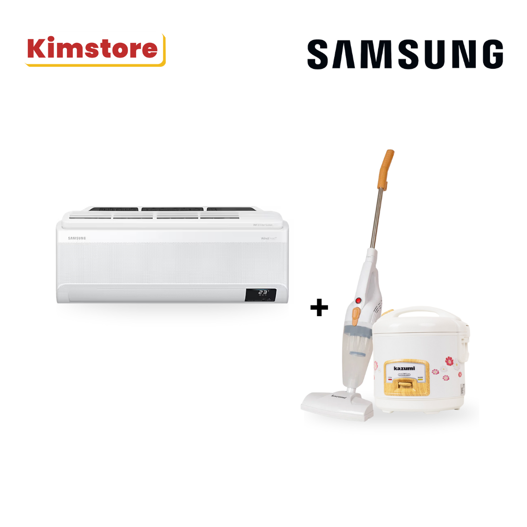 Bundle: Samsung 1.0 HP Bespoke WindFree™ Air Conditioner Wall-mount -AI Auto Cooling + Kazumi 1.5L Rice Cooker + Kazumi Vacuum Cleaner