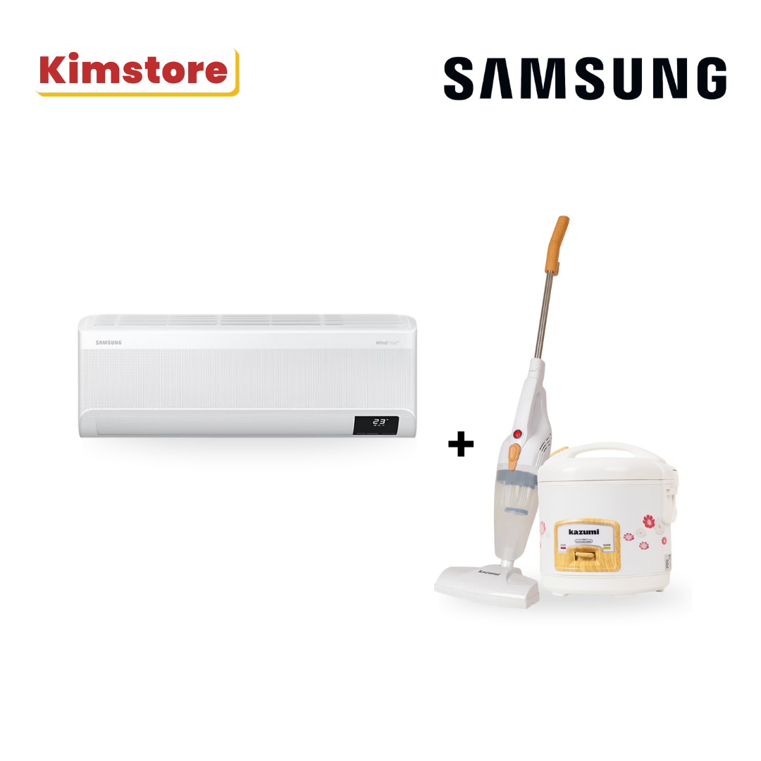 Bundle: Samsung 1.0 HP WindFree™ Air Conditioner Wall-mount -AI Auto Cooling + Kazumi 1.5L Rice Cooker + Kazumi Vacuum Cleaner