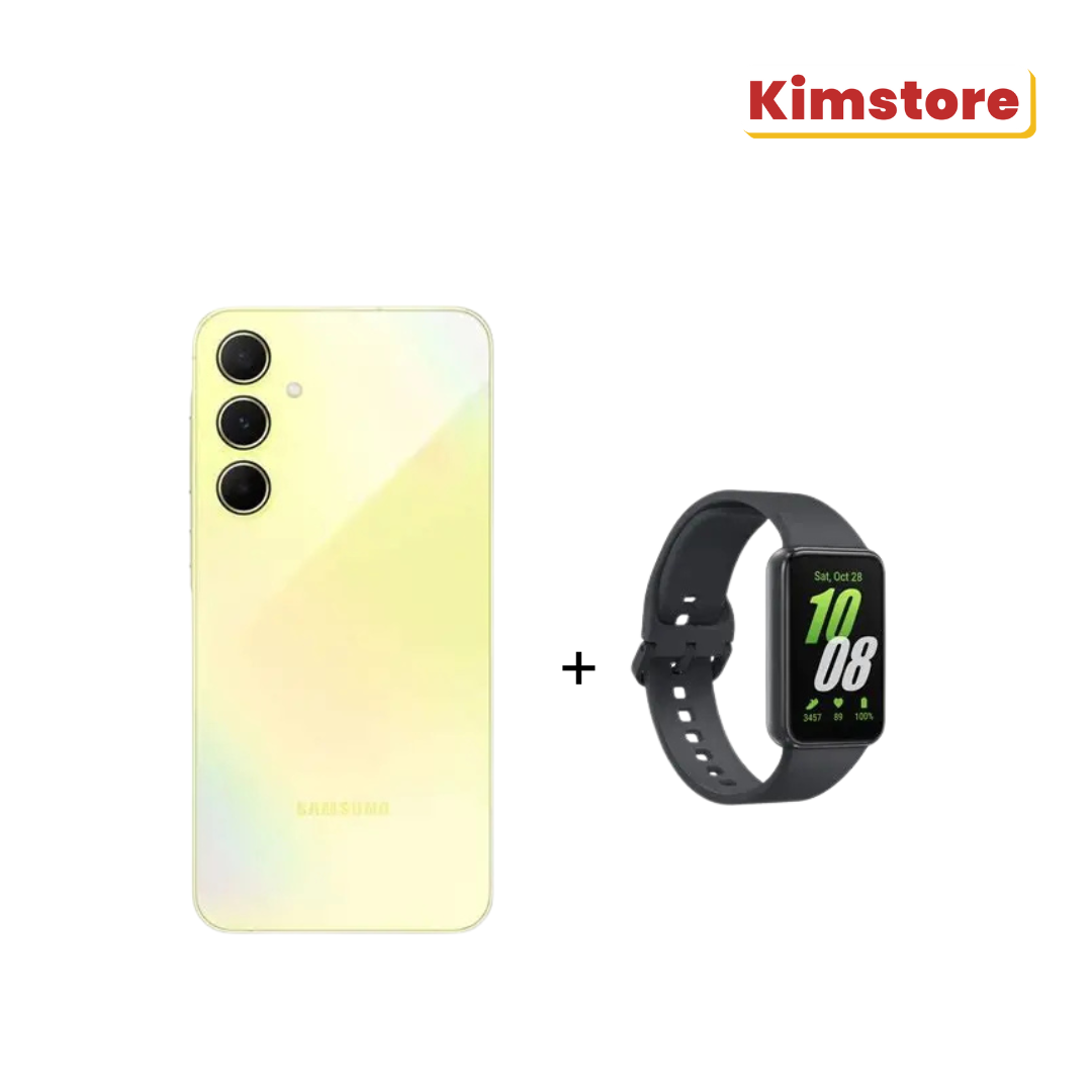 [Bundle] Samsung Galaxy A55 5G (8GB/128GB) - Awesome Lemon + Samsung Galaxy FIT 3 R390 - Gray