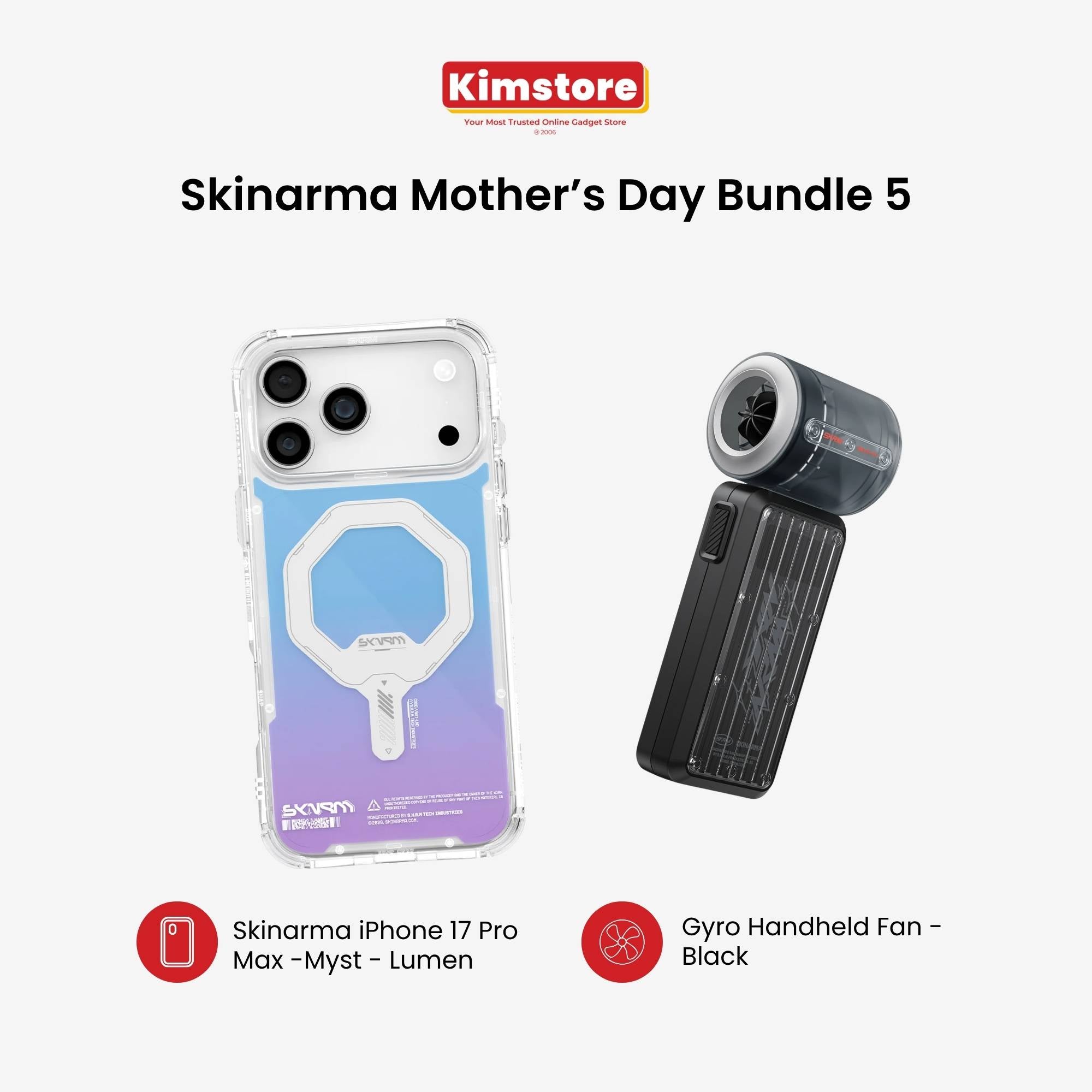 [Bundle] Skinarma IP17 Pro Myst Mag-Charge + Gyro Portable Handheld Fan