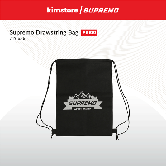 BUNDLE: Supremo Premiere Action Camera + SUPREMO Premiere Tripod Mount (Black) + SUPREMO Premiere Drawstring Bag (Black)