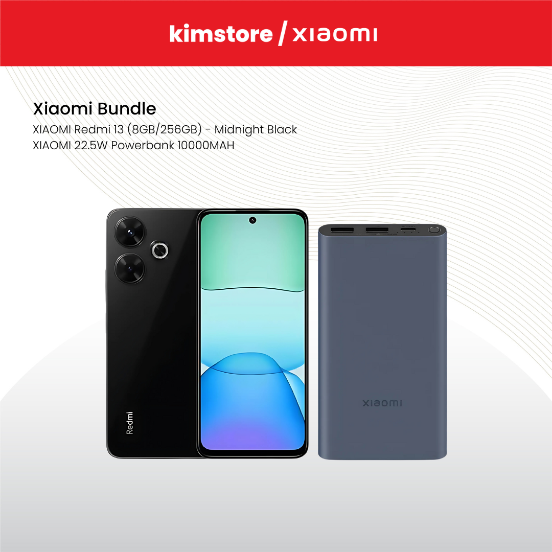 [Bundle] Xiaomi Redmi 13 (8GB/256GB) - Midnight Black + Xiaomi 22.5W Powerbank 10000MAH
