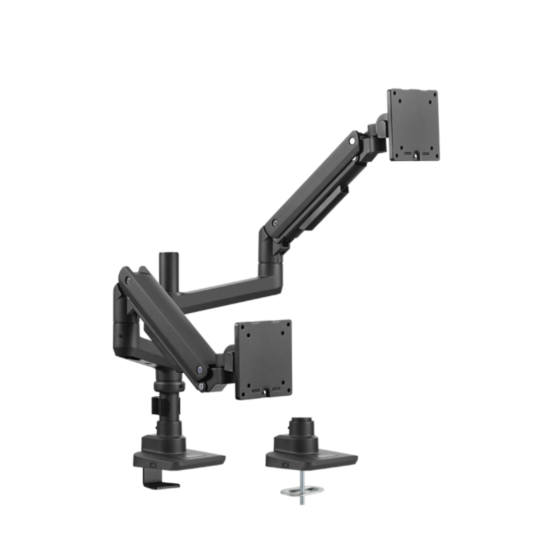 Brateck LDT69-C024P Heavy-Duty Pole-Mounted Gas Spring Dual Monitor Arm Stacked [Pre-Order]