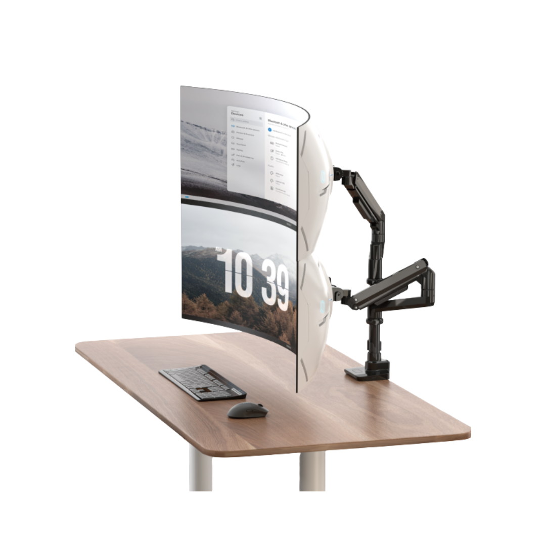 Brateck LDT69-C024P Heavy-Duty Pole-Mounted Gas Spring Dual Monitor Arm Stacked [Pre-Order]
